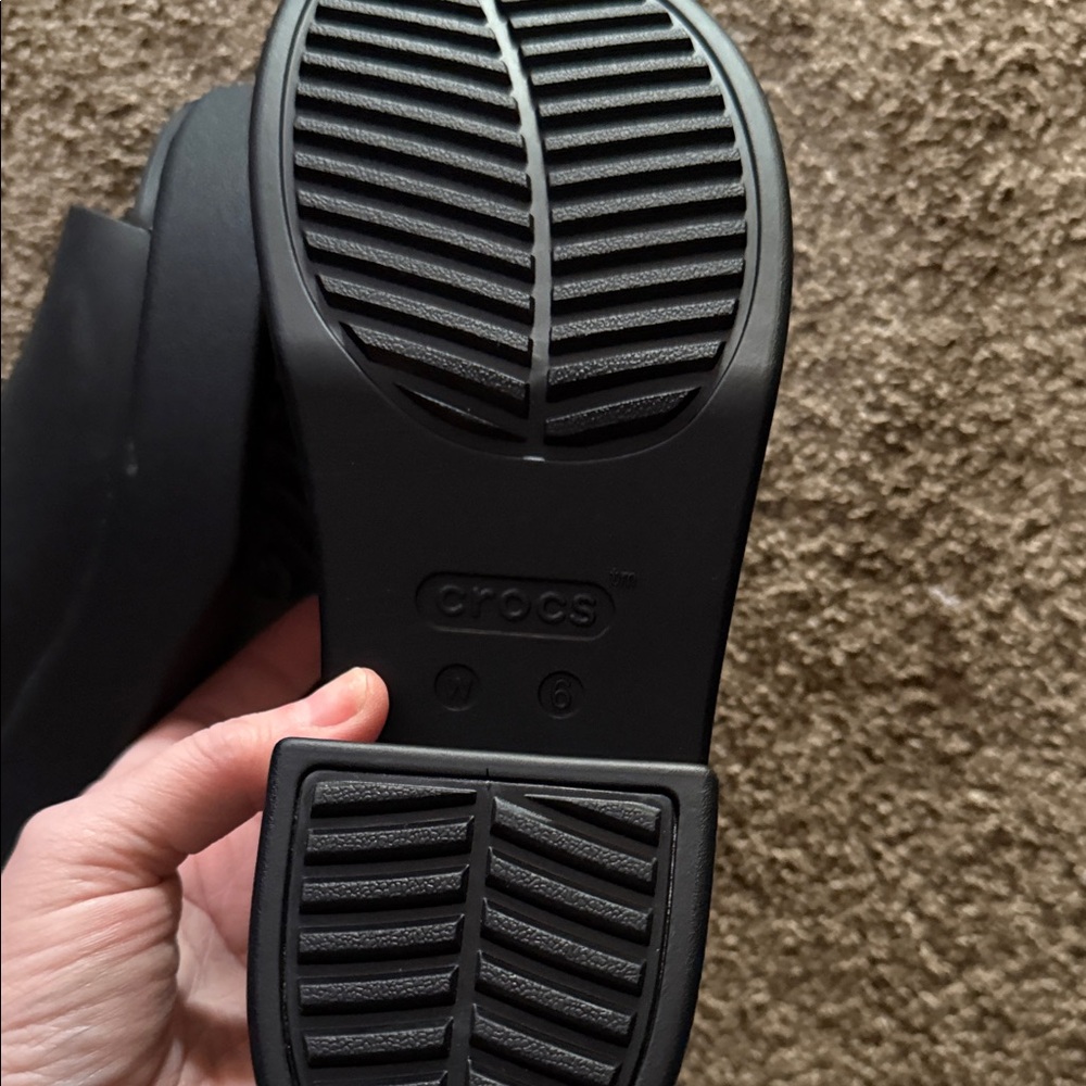 Crocs Black Comfort Slides - Picture 5 of 7